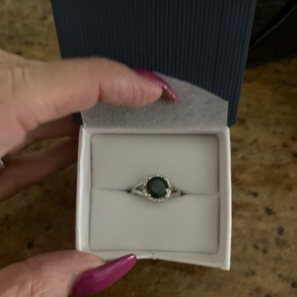 Round 2.11ct Natural Emerald and Diamond Ring